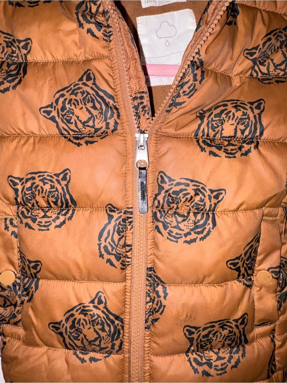 H&M Brown Tiger Print Puffer Jacket